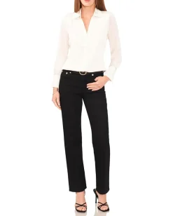 Vince Camuto Collard Long Sleeve Blouse New Ivory Hot