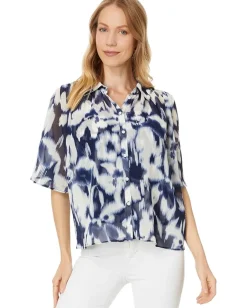 Women Vince Camuto Collard Short Slv Blouse W Shirt