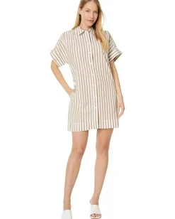 Women Madewell Collared Button-Front Mini Shirtdress in Stripe