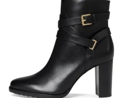 Lauren Ralph Lauren Collins Burnished Leather Bootie Heel Black Best