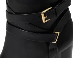 Lauren Ralph Lauren Collins Burnished Leather Bootie Heel Black Best