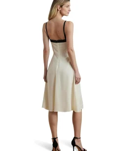 Lauren Ralph Lauren Color Blocked Georgette Sleeveless Dress Mascarpone Cream/Black Online