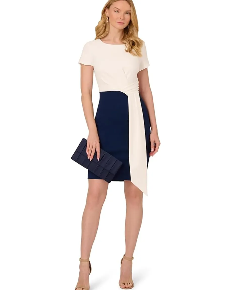 Women Adrianna Papell Color-Block Draped Short Dress