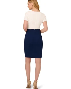 Women Adrianna Papell Color-Block Draped Short Dress