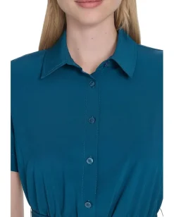 Calvin Klein Commuter Pleated Shirt Dress Cypress