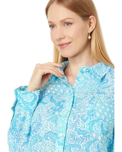 Lilly Pulitzer Coralynn Button-Down Resort White Goombay Grooves Discount