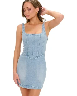 Show Me Your Mumu Corset Mini Dress Misty Morning