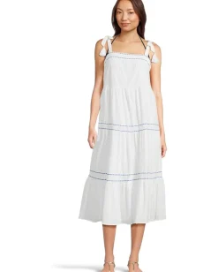 Women Tommy Bahama Cotton Clip Sq Neck Tiered Midi