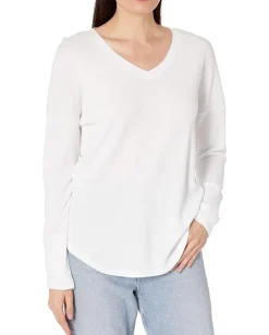 Mod-o-doc Cotton Modal Thermal Long Sleeve V-Neck Tunic White