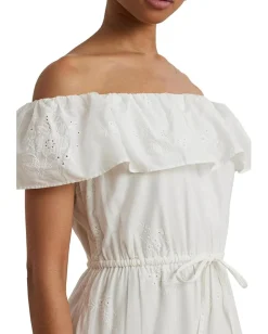 Women Lauren Ralph Lauren Cotton Off-the-shoulder Tiered Dress