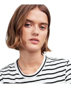 Madewell Cotton Perfect Crewneck Tee Stripe White Best