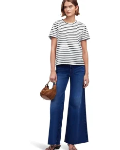 Madewell Cotton Perfect Crewneck Tee Stripe White Best