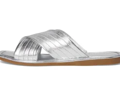 Seychelles Courage Metallic Leather Slide Sandal Silver Best