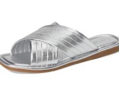 Seychelles Courage Metallic Leather Slide Sandal Silver Best