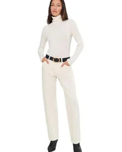 Women Madewell Coverstitch Turtleneck Drapey Rayon Rib