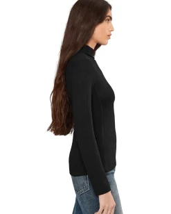 Madewell Coverstitch Turtleneck Drapey Rayon Rib Jet Black New