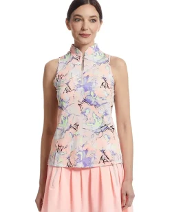 Jamie Sadock Crackle Print Sleeveless Top Shell Discount