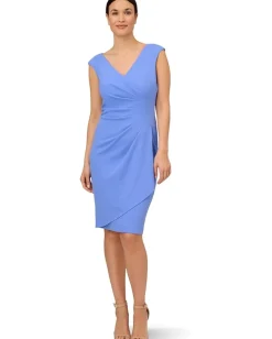 Adrianna Papell Crepe Draped Overlay Dress Precious Peri Best