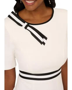 Adrianna Papell Crepe Ribbon Short Dress Ivory/Black Hot