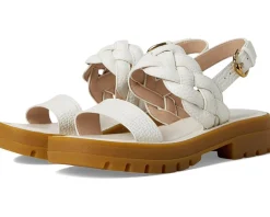 Cole Haan Cressida Lug Sandals Ivory Croc Print Leather New