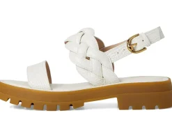 Cole Haan Cressida Lug Sandals Ivory Croc Print Leather New