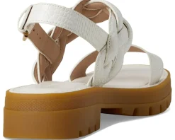 Cole Haan Cressida Lug Sandals Ivory Croc Print Leather New