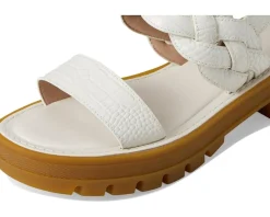 Cole Haan Cressida Lug Sandals Ivory Croc Print Leather New