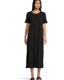 Eileen Fisher Crew Neck Dress Black Hot