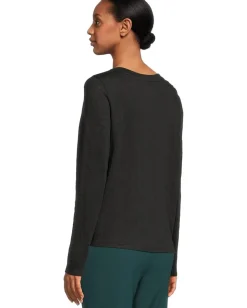 Eileen Fisher Crew Neck Long Sleeve Tee Black Best
