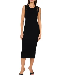 Women Vince Camuto Crew Neck Tank Dress With Embroidery Mesh