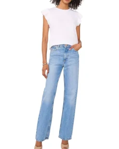 Vince Camuto Crewneck With Pleated Ruffles Ultra White Online