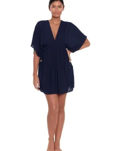 Lauren Ralph Lauren Crinkle Rayon Tunic Blue New