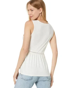 Lucky Brand Crochet Trim Swing Tank Gardenia Clearance