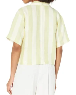 Women Madewell Cropped Resort Shirt - Refined Linen Stripe