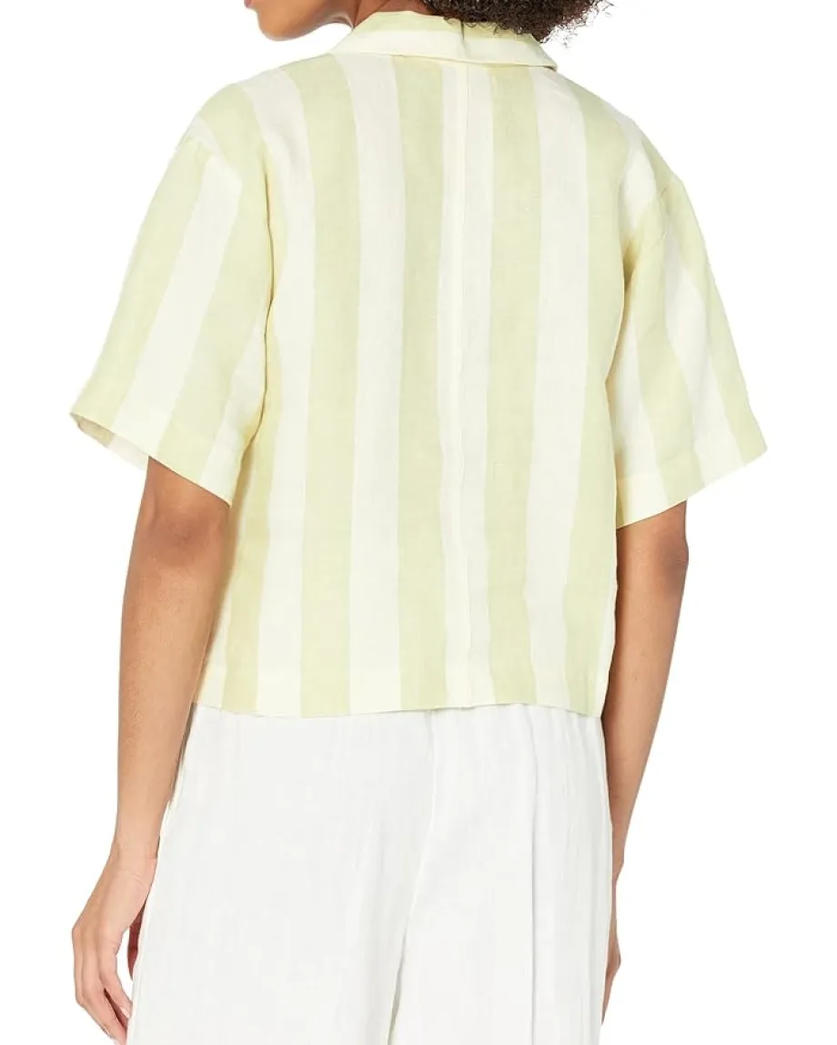 Women Madewell Cropped Resort Shirt - Refined Linen Stripe