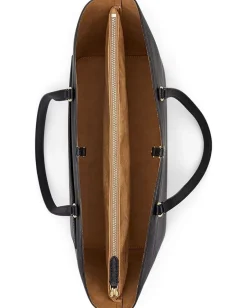 Lauren Ralph Lauren Crosshatch Leather Large Karly Tote Black