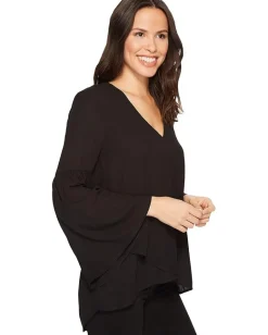 Women Karen Kane Crossover Bell Sleeve Top