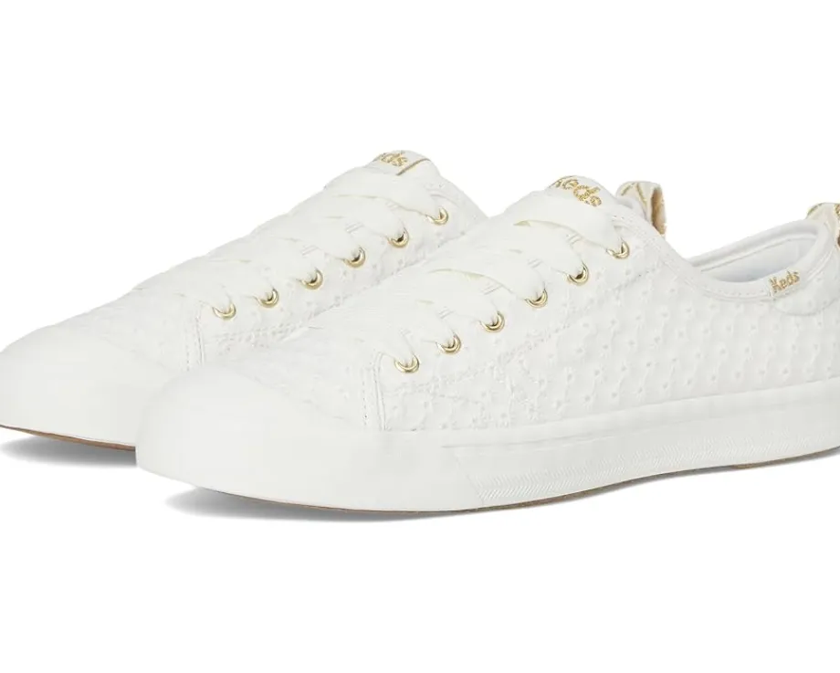 Keds Cruise Slip On Snow White Mini Daisy Eyelet Hot