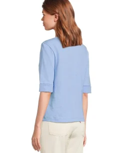 Lilla P Cuffed Sleeve Split Neck Malibu New