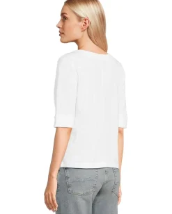 Lilla P Cuffed Sleeve Split Neck White Best