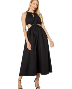 MOON RIVER Cutout Midi Dress Black