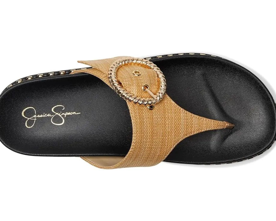 Jessica Simpson Cymmeri Buckle Sandals Natural Raffia New