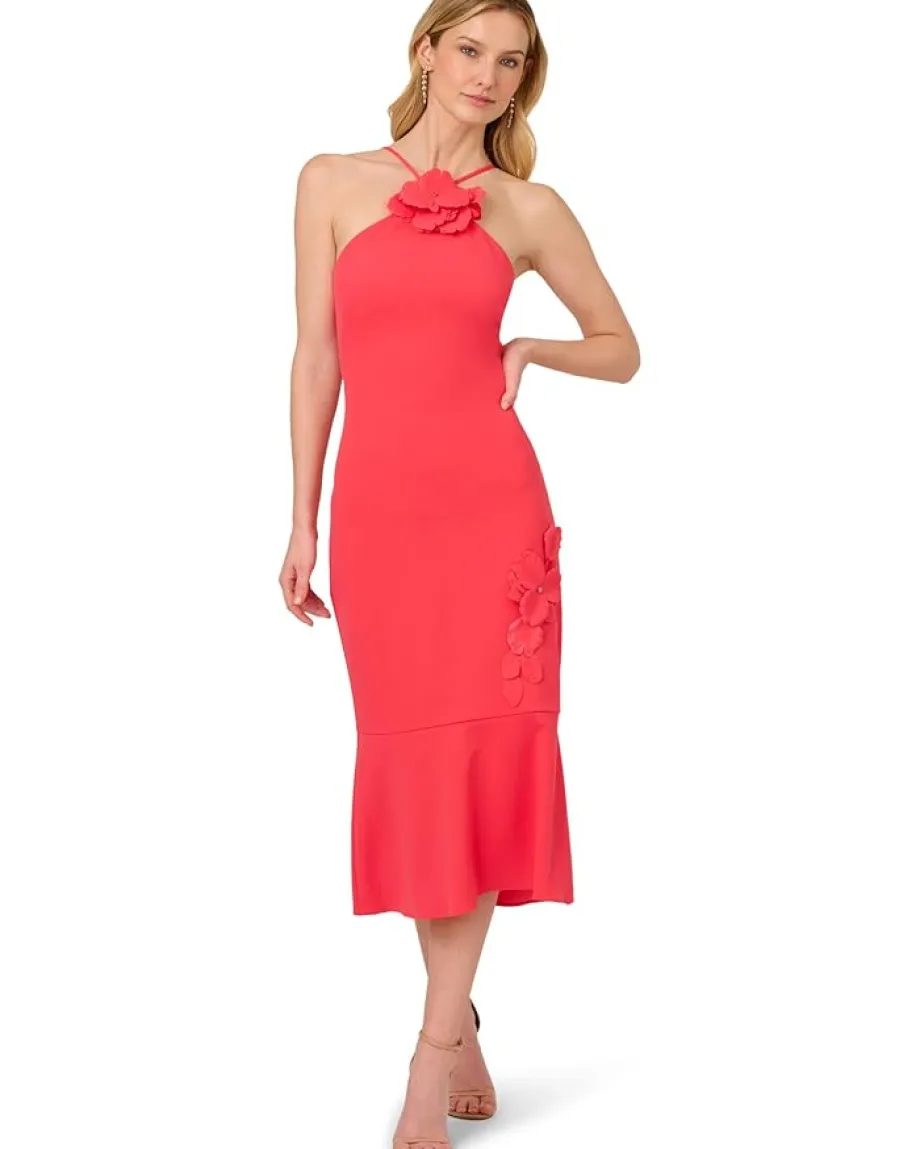 Women Adrianna Papell 3d Flower Halter Midi Dress