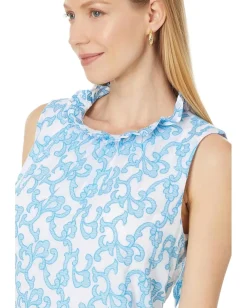 Lilly Pulitzer Dahliana Embroidered Cotton Lunar Blue Flamingle Embroidered Cotton New