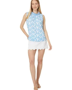 Lilly Pulitzer Dahliana Embroidered Cotton Lunar Blue Flamingle Embroidered Cotton New
