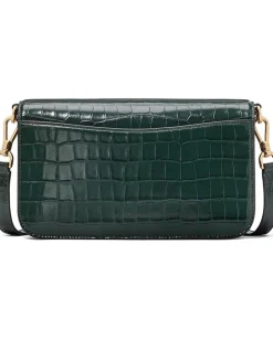 Kate Spade New York Dakota Croc Embossed Leather Medium Convertible Shoulder Bag Rock Garden New