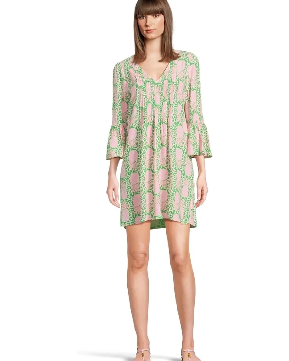Lilly Pulitzer Danika 3/4 Sleeve Tunic Dress Fauna Green Party Like A Pineapple Clearance