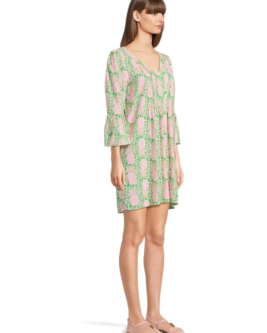 Lilly Pulitzer Danika 3/4 Sleeve Tunic Dress Fauna Green Party Like A Pineapple Clearance