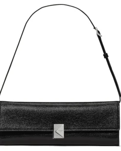 Kate Spade New York Deco Glazed Leather Soft Mini Shoulder Black
