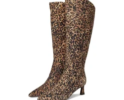 Naturalizer Deesha Wide Calf Knee High Boots Leopard Print Suede New